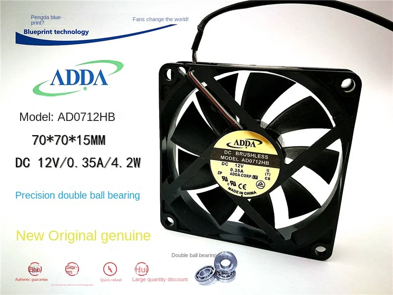 Ad0712hb 7015 7cm Computer Case Cpu Double Ball Bearing 12v0.35a Max Airflow Rate Cooling Wind 70*70*15MM
Ad0712hb 7015 7cm Computer Case Cpu Double Ball Bearing 12v0.35a Max Airflow Rate Cooling Wind 70*70*15MM