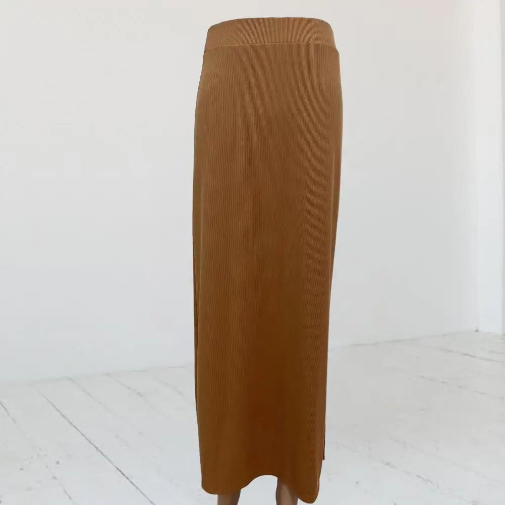 

Side Slit Midi Skirt Elegant Office Lady Skirt High Waist Slim Fit Side Split Hem for Workwear Professional Attire Wrapped Skirt