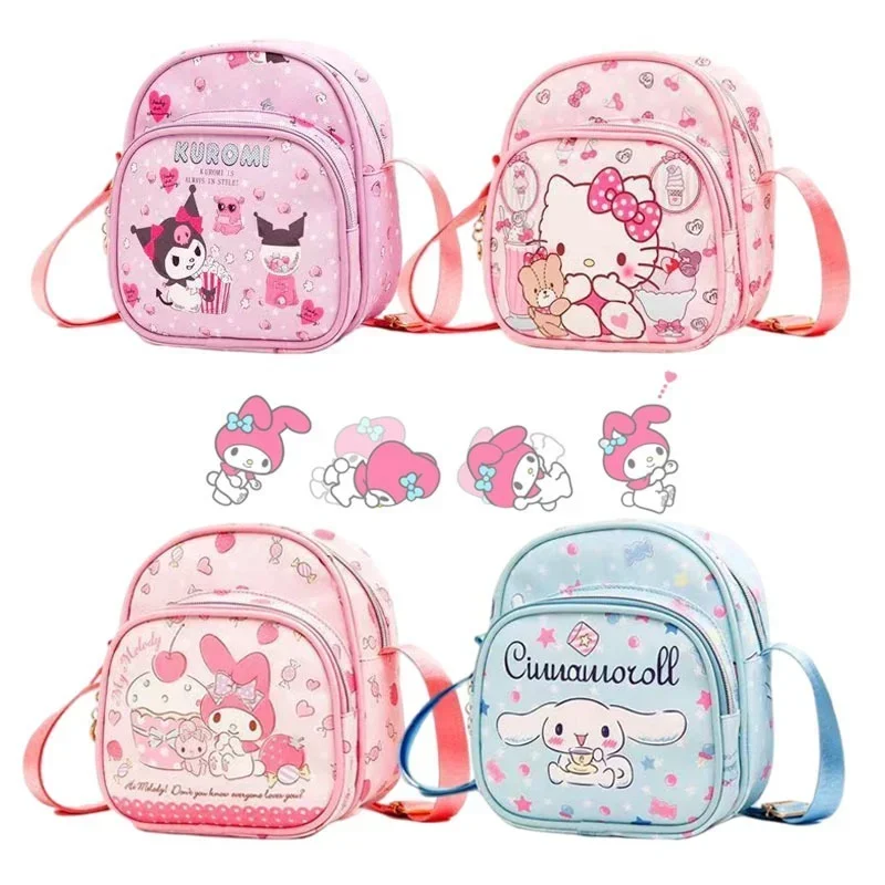 

Cartoon Anime My Melody Cinnamoroll Kuromi KT Cat Kawaii Backpack Cute PU Waterproof Stain Resistant Student Schoolbag Kids Gift