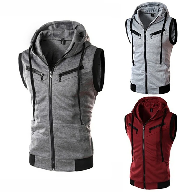 2023 Summer New Men's Hooded Sleeveless Vest Male Slim Fit Vest Solid Color Zipper Top Fashion Pocket Casual Sports Clothing
2023 Summer New Men's Hooded Sleeveless Vest Male Slim Fit Vest Solid Color Zipper Top Fashion Pocket Casual Sports Clothing