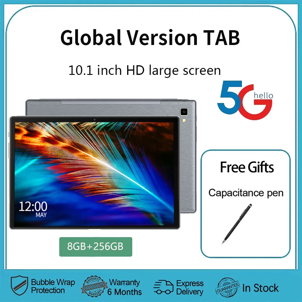 

New 4G LTE 5G WiFi Tablets 10.1 Inch Google Study Education Tablet Pc Dual SIM Dual Cameras Octa Core 8GB+256GB ROM Android 12