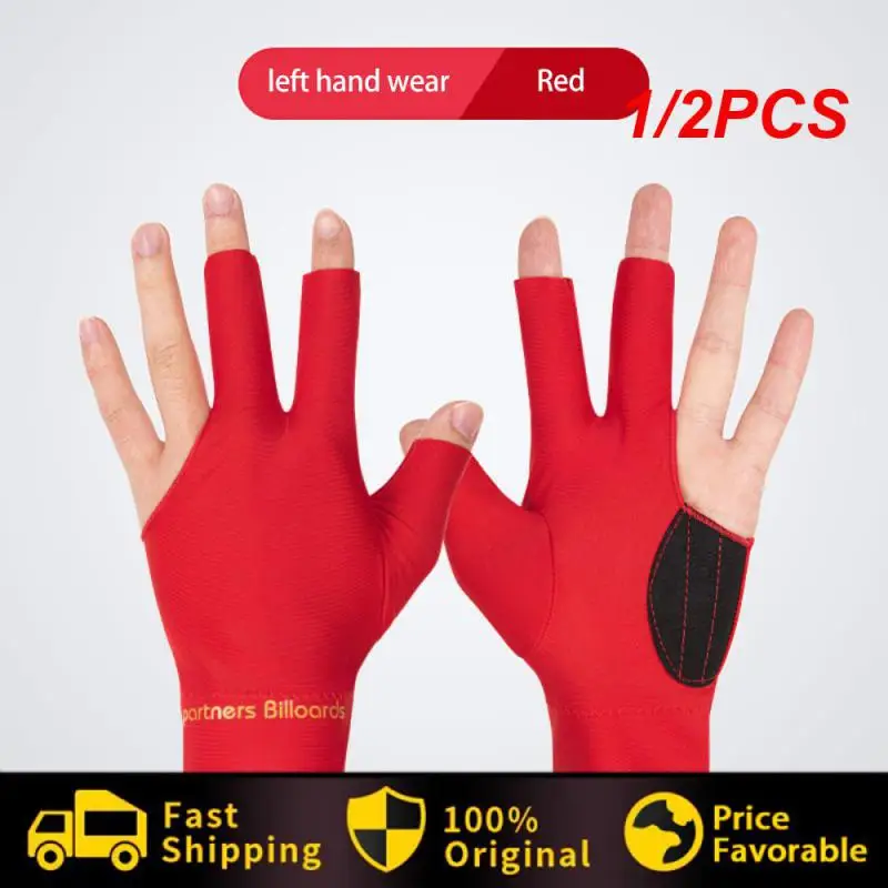 

1/2PCS Billiards Anti Slip Breathable Gloves Left Hand Three Finger Gloves Elastic Sweat Wicking Finger kit Silky Hand