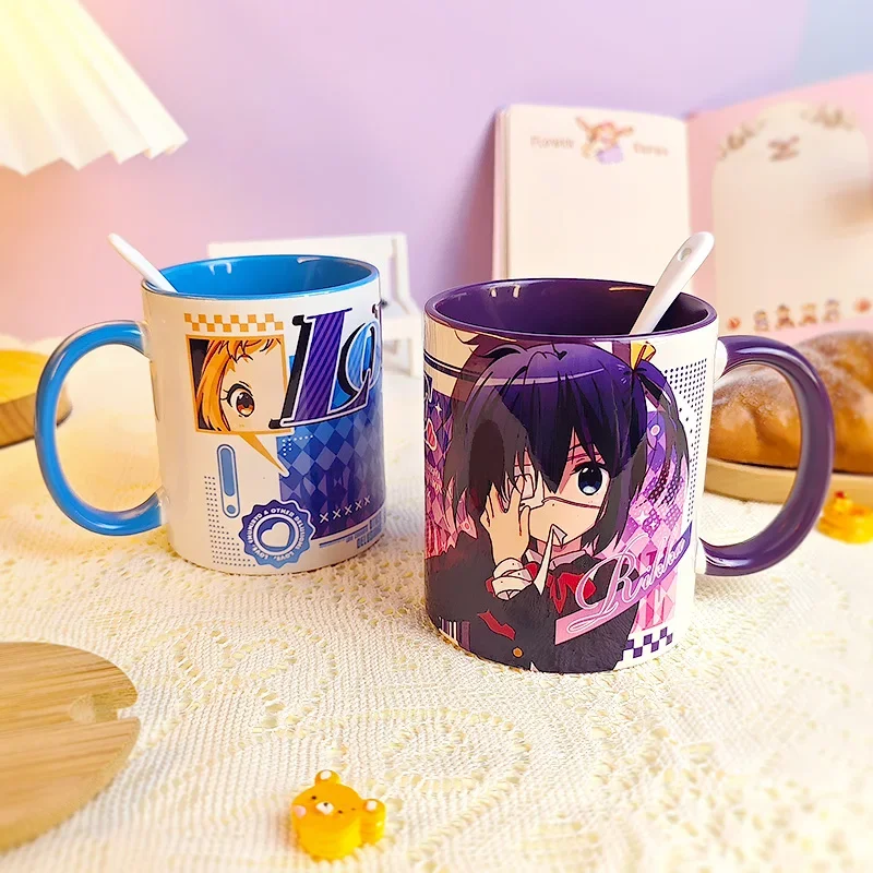 

Чашка для кофе AnimeLove, Chunibyo и другие аксессуары, мультяшная керамическая чашка для кофе, игровая чашка для косплея с крышкой и ложкой, подарок