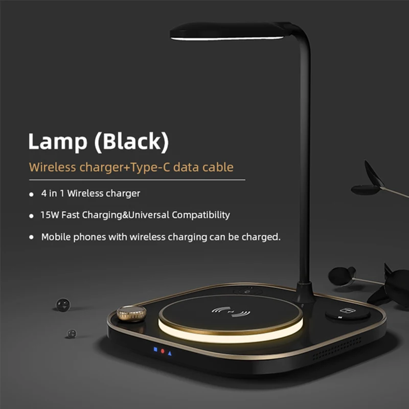 15W LED Desk Lamp 4 in 1 Magnetic Fast Wireless Charger Night Light 10 LED Lamp For iPhone 13 Samsung Apple Watch Airpods 
15W LED Desk Lamp 4 in 1 Magnetic Fast Wireless Charger Night Light 10 LED Lamp For iPhone 13 Samsung Apple Watch Airpods