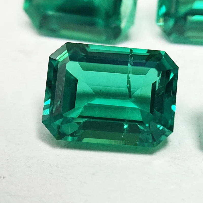 

Lab Grown Columbia Emeralds size 6x8mm Hydrothermal Emerald Hand Cut with Cracks Inclusions Inside Selectable AGL Certificate