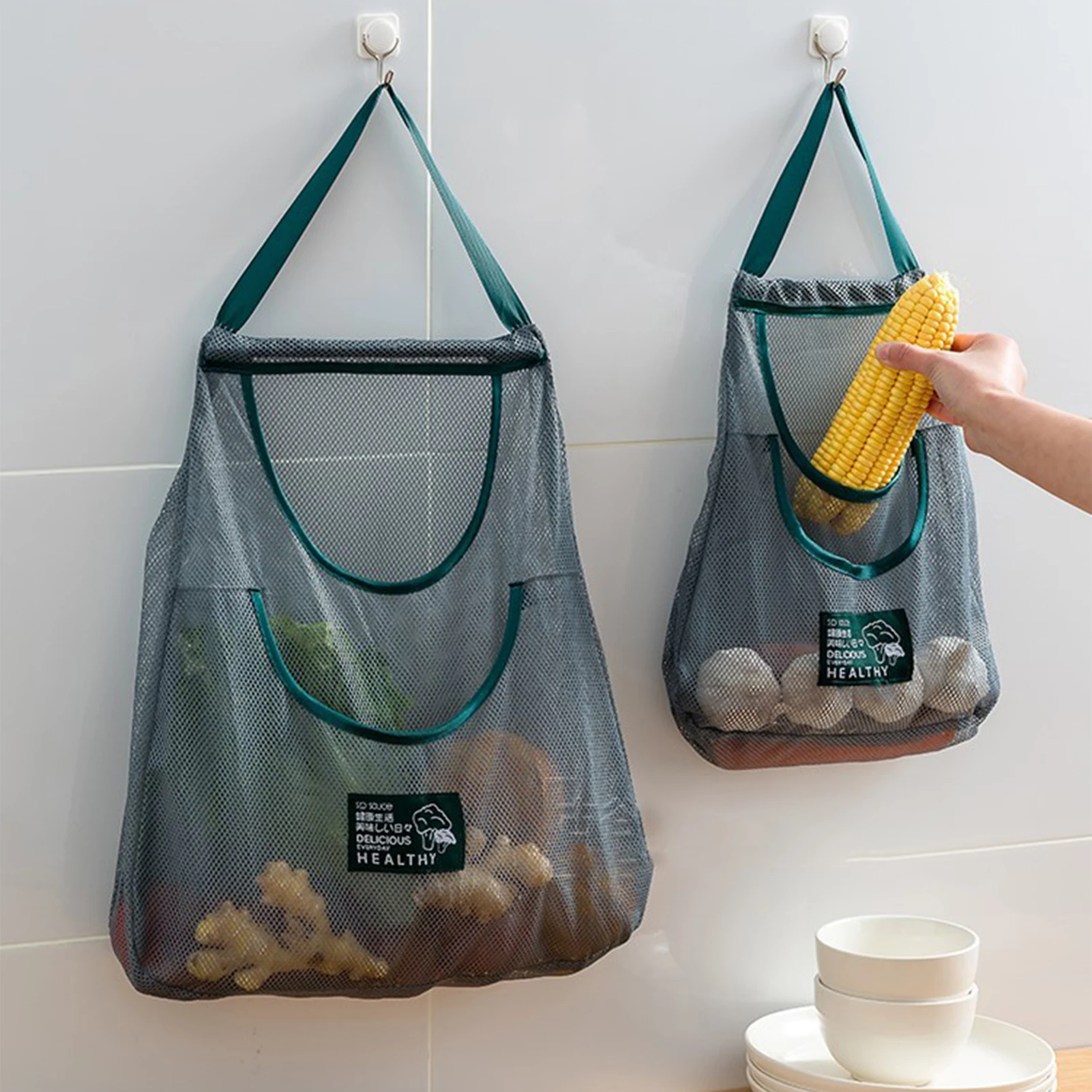 Kitchen Hanging Mesh Storage Bag Hangable Reusable Fruit & Vegetable Garlic Onion Polyester Organizer Bag
Kitchen Hanging Mesh Storage Bag Hangable Reusable Fruit & Vegetable Garlic Onion Polyester Organizer Bag