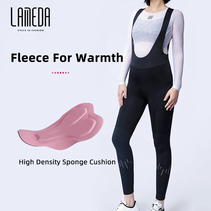 

LAMEDA Women's Cycling Bib Pants Tight 5-15℃ Winter Autumn Warm Fleece MTB Road Bike Overalls Bicycle Bottoms