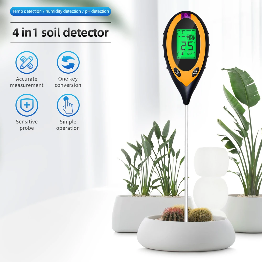 

2/3/4/5 in 1 Soil PH Meter Soil Tester Flower Meter Moisture Meter Temperature Sunlight Intensity Analysis Acidity Garden Tool