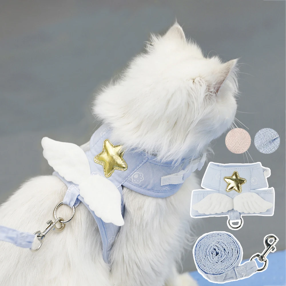 

Cat Dog Harness Necklace Leash Collar For Pet Cute Angel Wing Vest Harness For Dogs Cat Personalized Chest Straps Pet Supplies