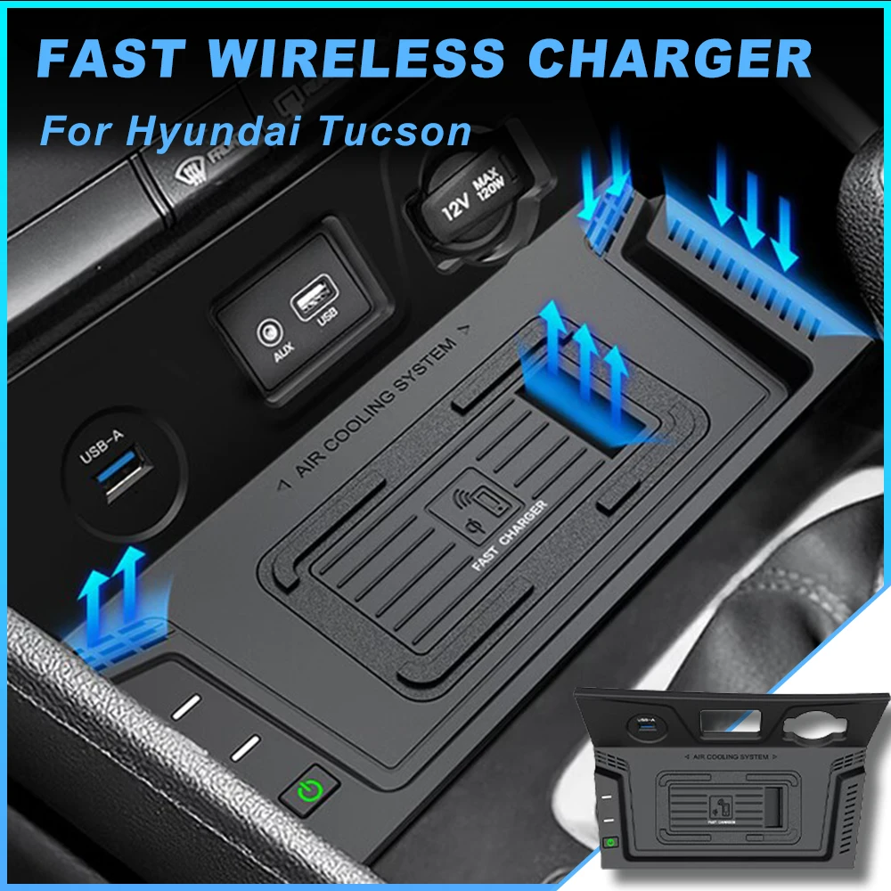 

Fast wireless charging pad For Hyundai Tucson 2015-2018 phone charger mount mobile holder usb port quick charge accessories
