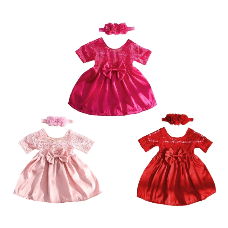 57EE Newborn Photoshooting Set Lace Bowknot Dress Flower Headband Photo Props Girl Photo Costume Infant Photography Suit 2PCS
57EE Newborn Photoshooting Set Lace Bowknot Dress Flower Headband Photo Props Girl Photo Costume Infant Photography Suit 2PCS