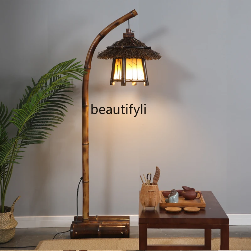 

Напольная Лампа Jiuzhu с имитацией под старину в китайском стиле, лампа в китайском стиле для спальни, гостиной и чайной комнаты, кабинета