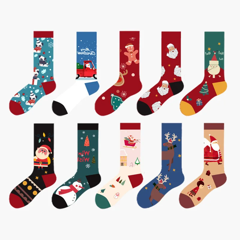 Women's socks, Casual winter mid-tube Christmas stockings, cotton warm socks with images such as snowman and Santa Claus
Women's socks, Casual winter mid-tube Christmas stockings, cotton warm socks with images such as snowman and Santa Claus