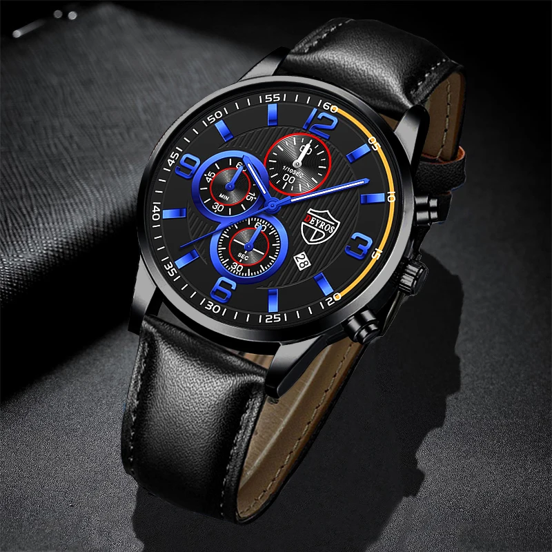 

2022 New Leather Mens Watches Luxury Calendar Casual Analog Quartz Watch For Men Luminous Male Business Clock reloj hombre