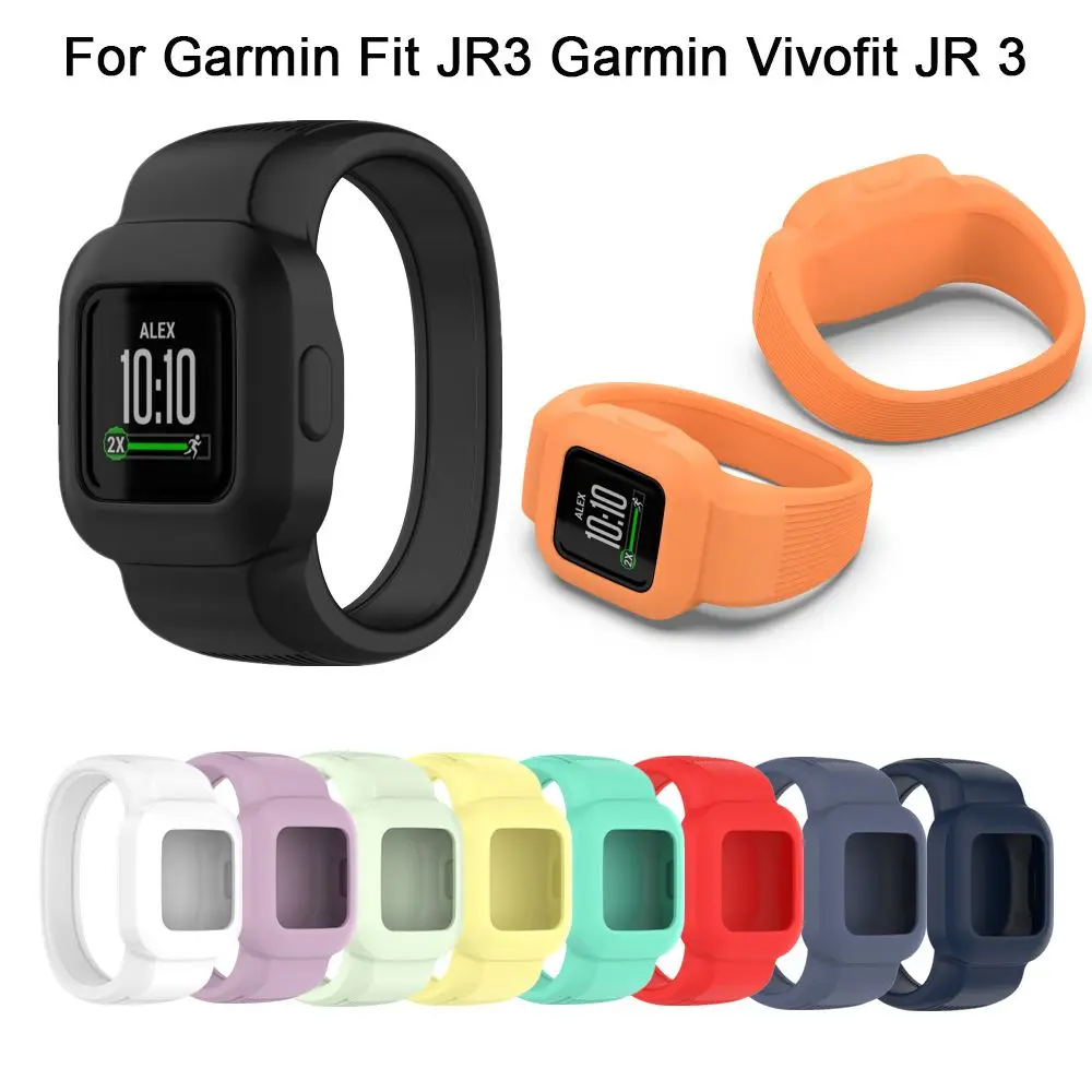 

Soft Silicone Solid Color Solo Loop Strap Watchband with Case Belt Wrist StrapFor Garmin Vivofit JR 3 GarminFit JR3