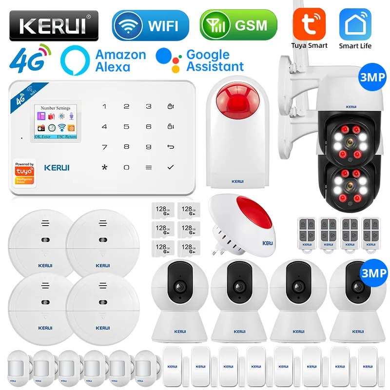 

KERUI W184 4G Wireless WIFI GSM Alarm System Tuya Smart Alarm Motion Sensor Detector Burglar Support Alexa&Google APP Control