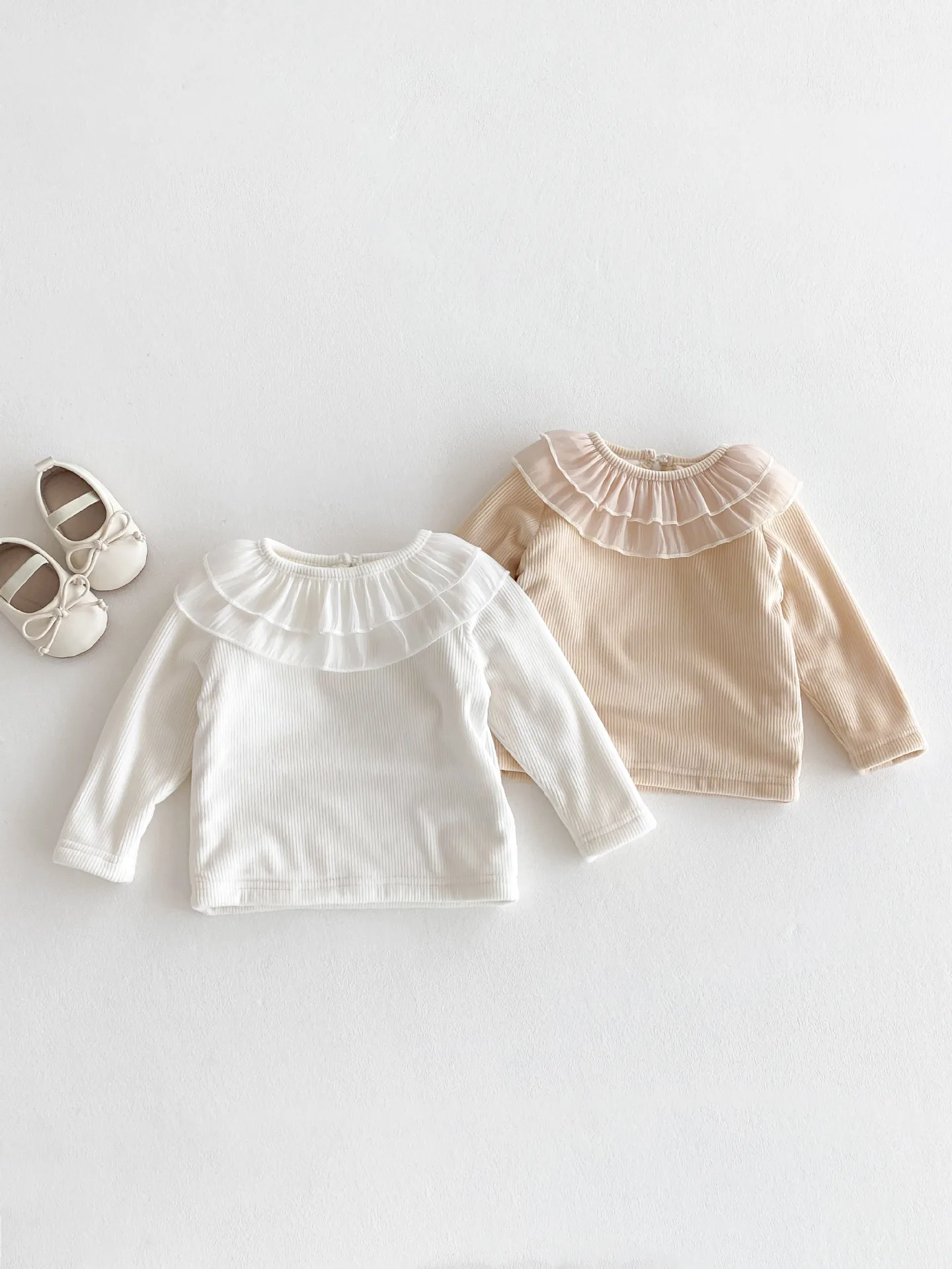 2025 Winter New Baby Girls Ruffle Collar Fleece Tees Infant Solid Bottoming Shirt Toddler Girls Plus Velvet Thick Warm Tops 28 S28c0e0ffa7c94d26934d09df18afe4c9F