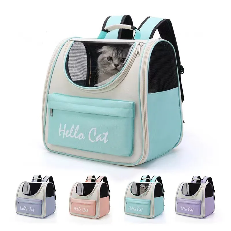 

Прозрачный рюкзак для кошек, воздухопроницаемая переносная сумка из ткани Оксфорд для безопасного хранения питомцев, щенков, собак