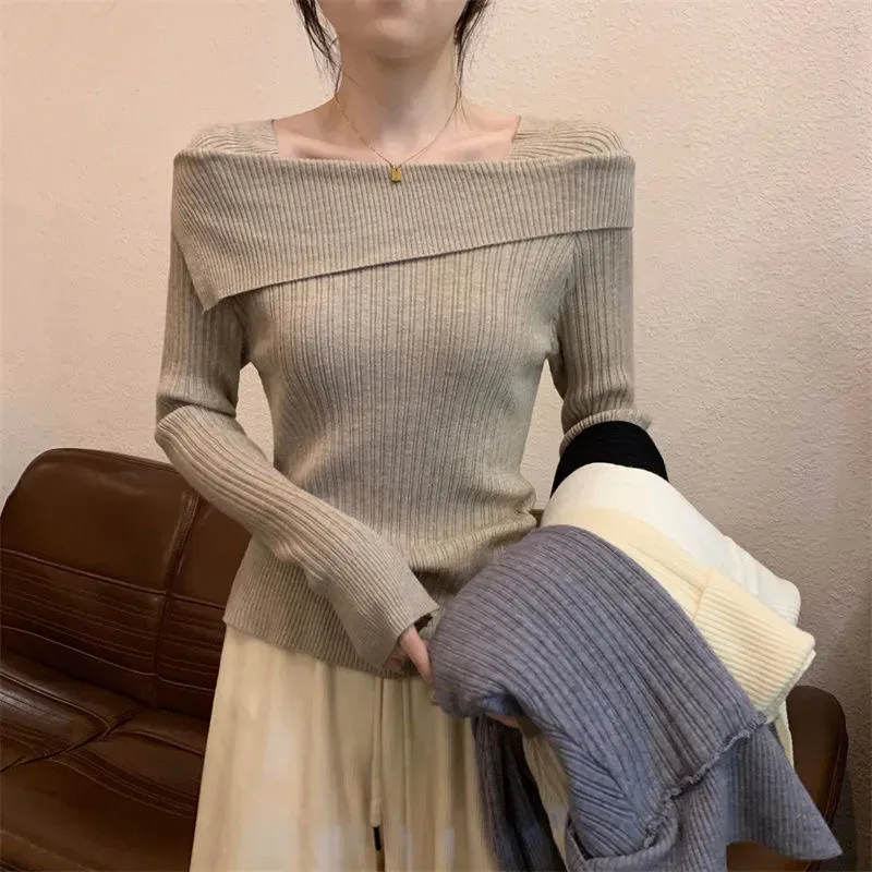 Zoki Slash Neck Knitted Sweaters Autumn Fashion Long Sleeve Sexy Slim Simple Base Pullover Korean Chic Solid All Match Jumpers
Zoki Slash Neck Knitted Sweaters Autumn Fashion Long Sleeve Sexy Slim Simple Base Pullover Korean Chic Solid All Match Jumpers