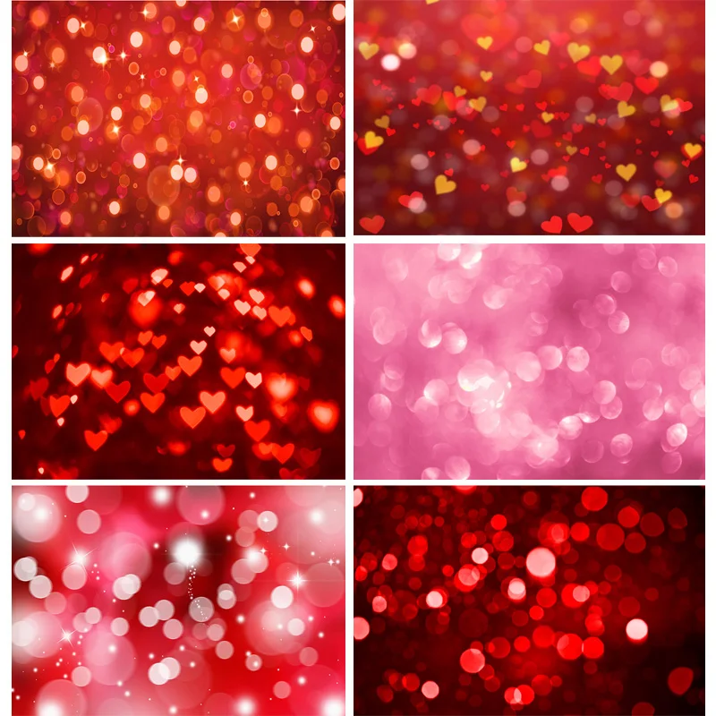 

SHENGYONGBAO Bokeh Abstract Dream Photography Backdrops Red Heart Valentine's Day Romantic Love Photo Studio Background RQ-09