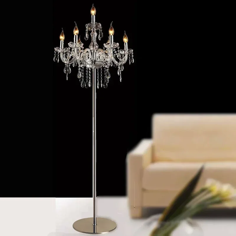 

Luxury Fashion Brief Romantic Bedside k9 Crystal Wedding Floor Lights For Living Room Modern Standing Lamp Lighting Fixture