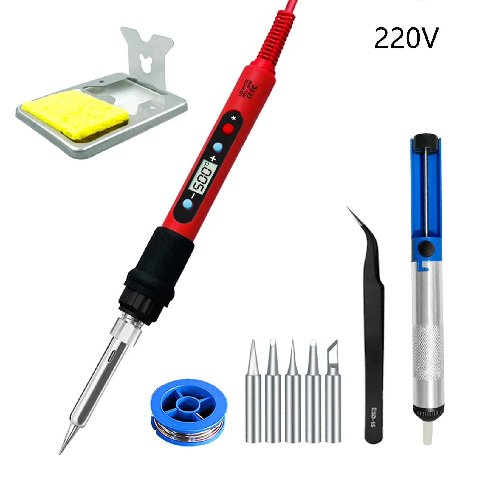 80W Soldering iron kit adjustable temperature LCD solder welding tools Ceramic heater soldering tips Tweezers soldering wire
80W Soldering iron kit adjustable temperature LCD solder welding tools Ceramic heater soldering tips Tweezers soldering wire