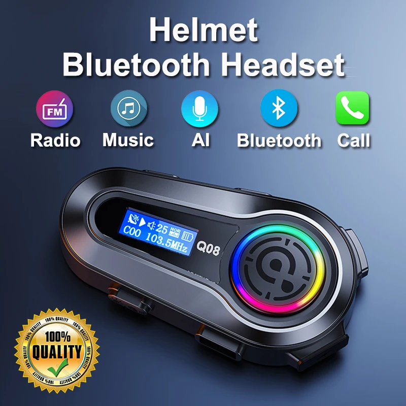 

Motorcycle Helmet Wireless Bluetooth Headset Smart Voice Interaction Motos Riders Hands-free Call Music Earphones With Radio