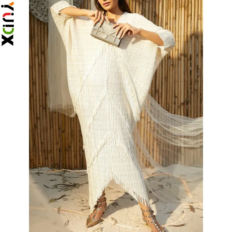 YUDX Miyake Tassel Pleated Batwing Sleeve Dress Women Spring Autumn New V-neck Casual Loose Solid Evening Dresses Female
YUDX Miyake Tassel Pleated Batwing Sleeve Dress Women Spring Autumn New V-neck Casual Loose Solid Evening Dresses Female