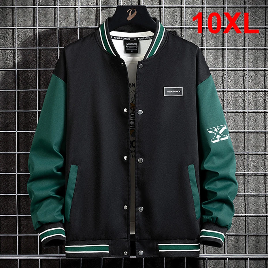 

10XL Plus Size Baseball Jacket Men Fashion Casual Patchwork Jacket Coat Male Varsity Jacket Coat Big Size 10XL