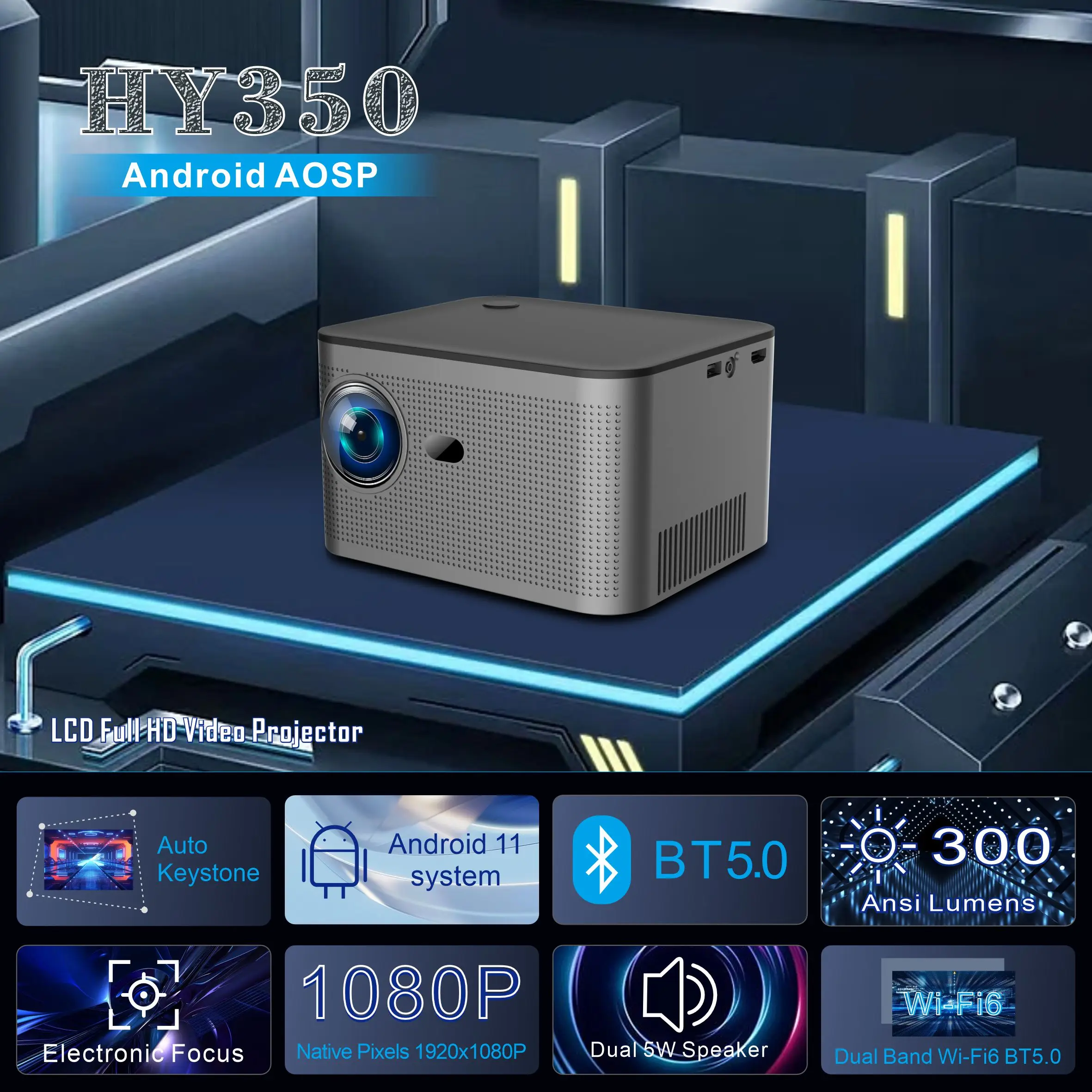 Новый проектор Hy350 Android 11 Real 4K 1920*1080P Wifi6 580ANSI Allwinner H713 32G Голосовое управление BT5.0 проектор для домашнего кинотеатра
Новый проектор Hy350 Android 11 Real 4K 1920*1080P Wifi6 580ANSI Allwinner H713 32G Голосовое управление BT5.0 проектор для домашнего кинотеатра