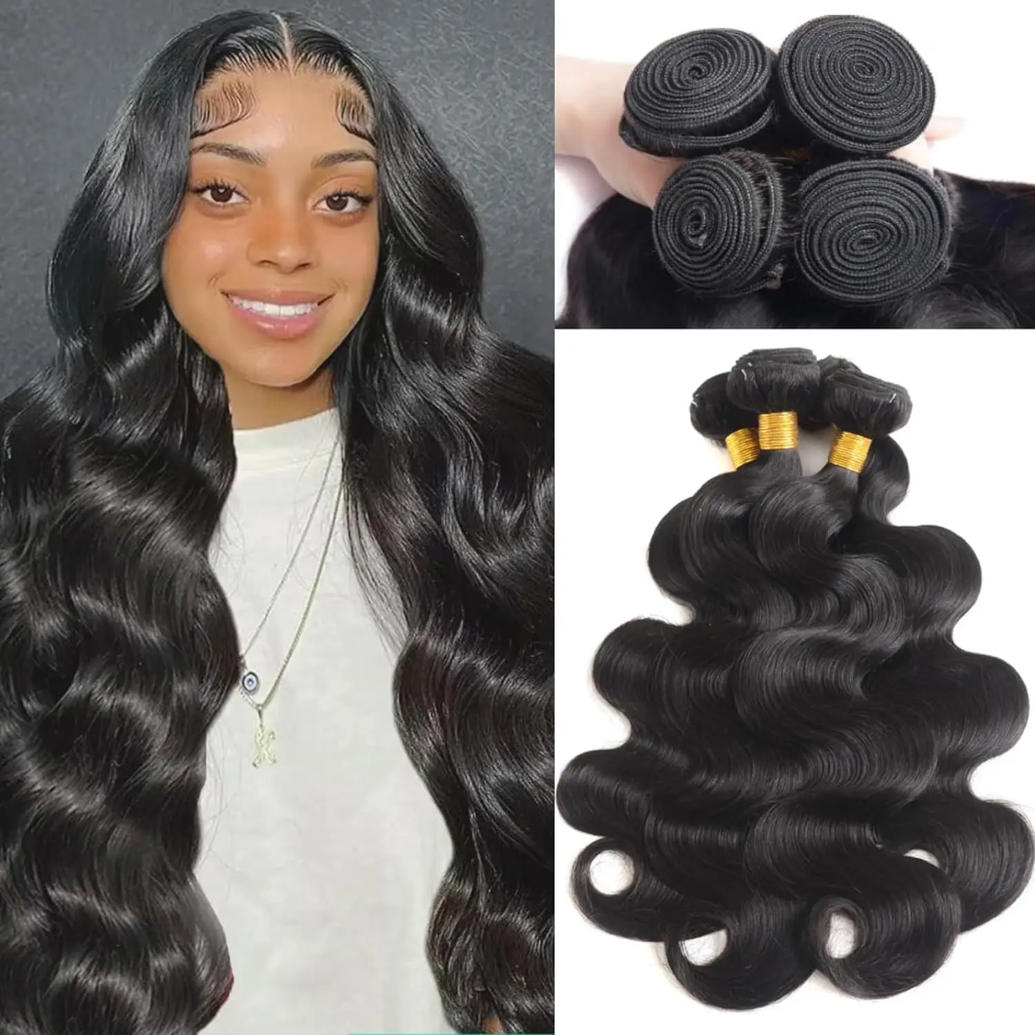 

Body Wave 28 Inch Indian Remy Raw Virgin Unprocessed 100% Human Hair Water Wave Extensions 1 3 4 Bundles Deal 12A