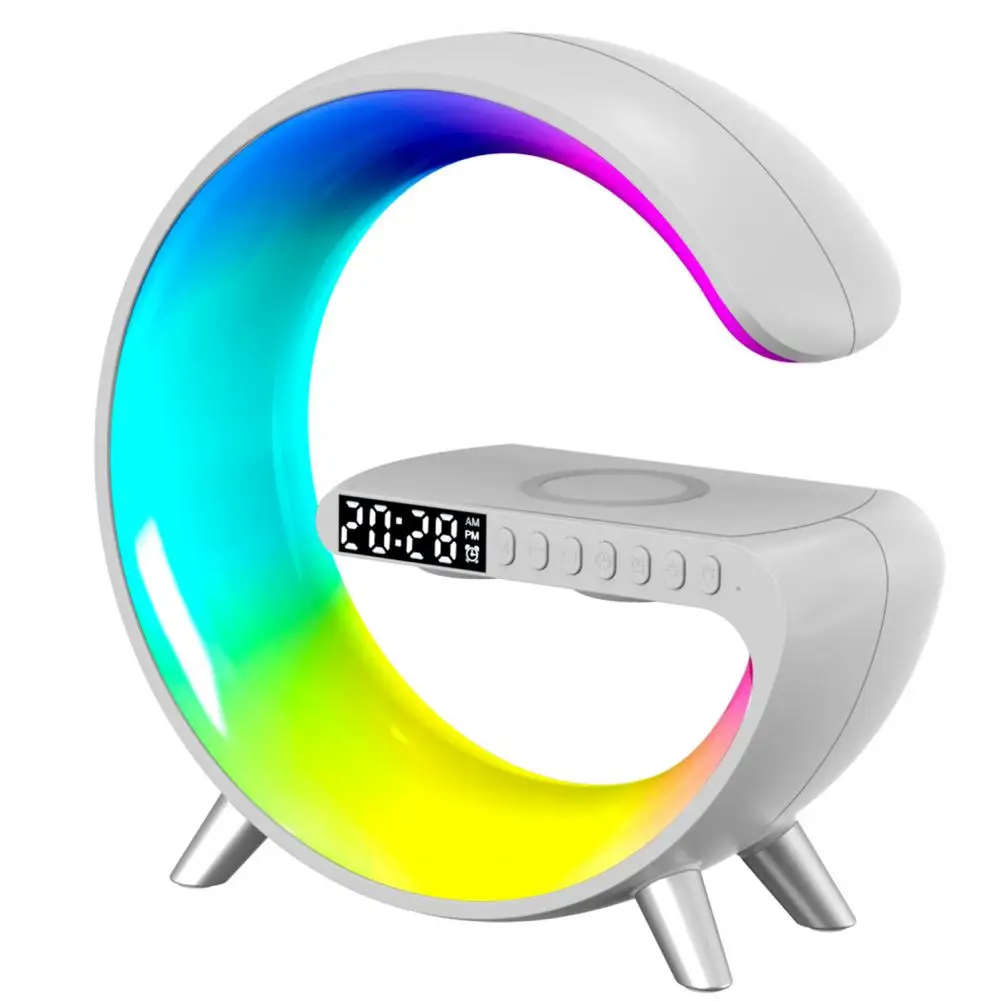 Wireless Charger Stand Pad G-shaped Atmosphere Light Buttons 10 Light-mode Music Player Remote Control 15W Wireless Speaker
Wireless Charger Stand Pad G-shaped Atmosphere Light Buttons 10 Light-mode Music Player Remote Control 15W Wireless Speaker