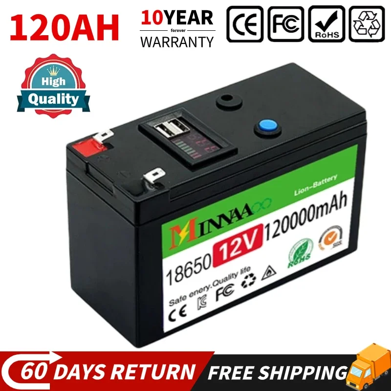 12V 120Ah LiFePO4 Lithium Battery Portable Rechargeable Battery Built-in 5V 2.1A Usb Power Display Port Charging
12V 120Ah LiFePO4 Lithium Battery Portable Rechargeable Battery Built-in 5V 2.1A Usb Power Display Port Charging