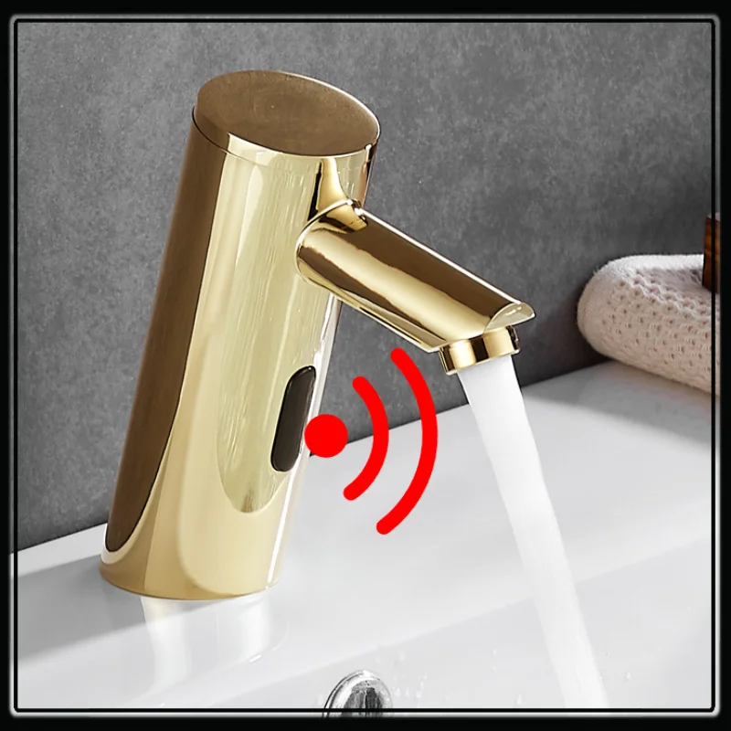 

Gold Kitchen Touchless Faucet Infrared Sink Mixer Bathroom Smart Sensor Faucet Chrome Brass Vanity Auto Tap Hi-tech Basin Faucet