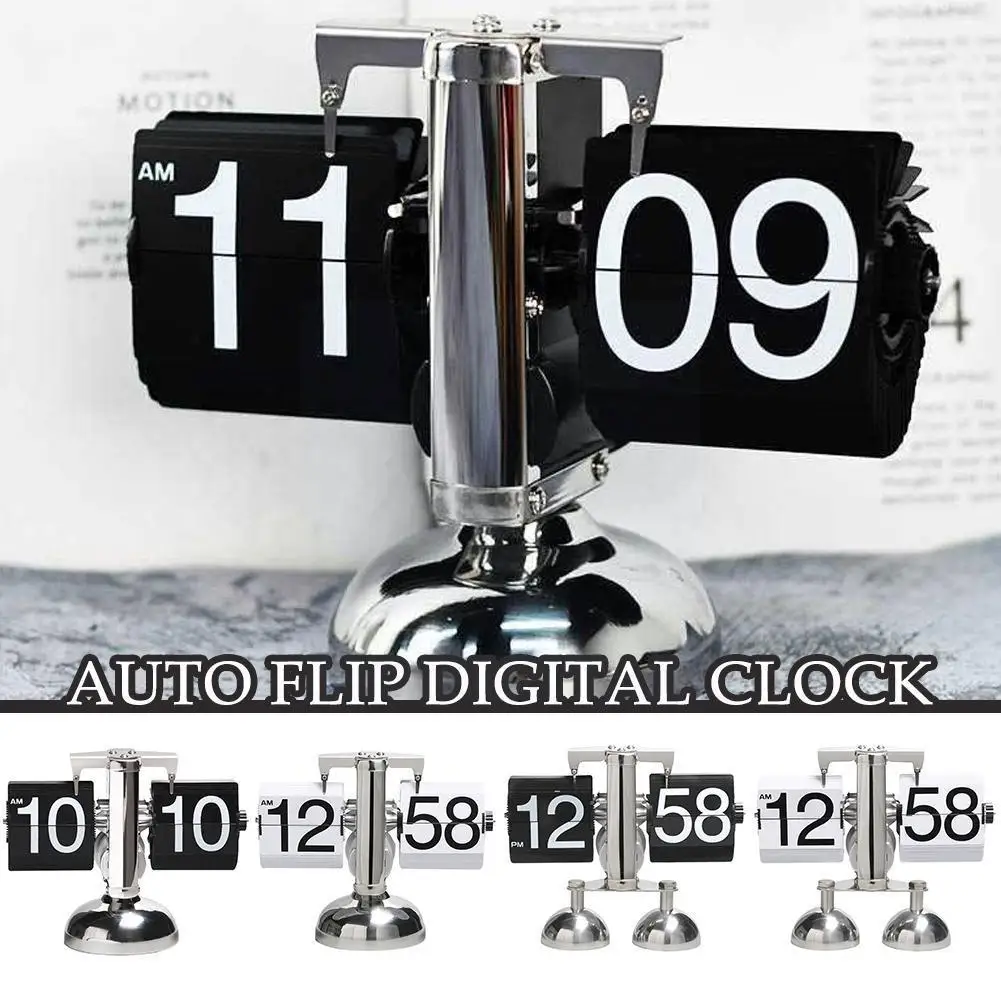 

Operated Quartz Clock Auto Flip Digital Clock Retro Decors Office Clock Gear Decoration Watch Time Internal Home Flip C2K4