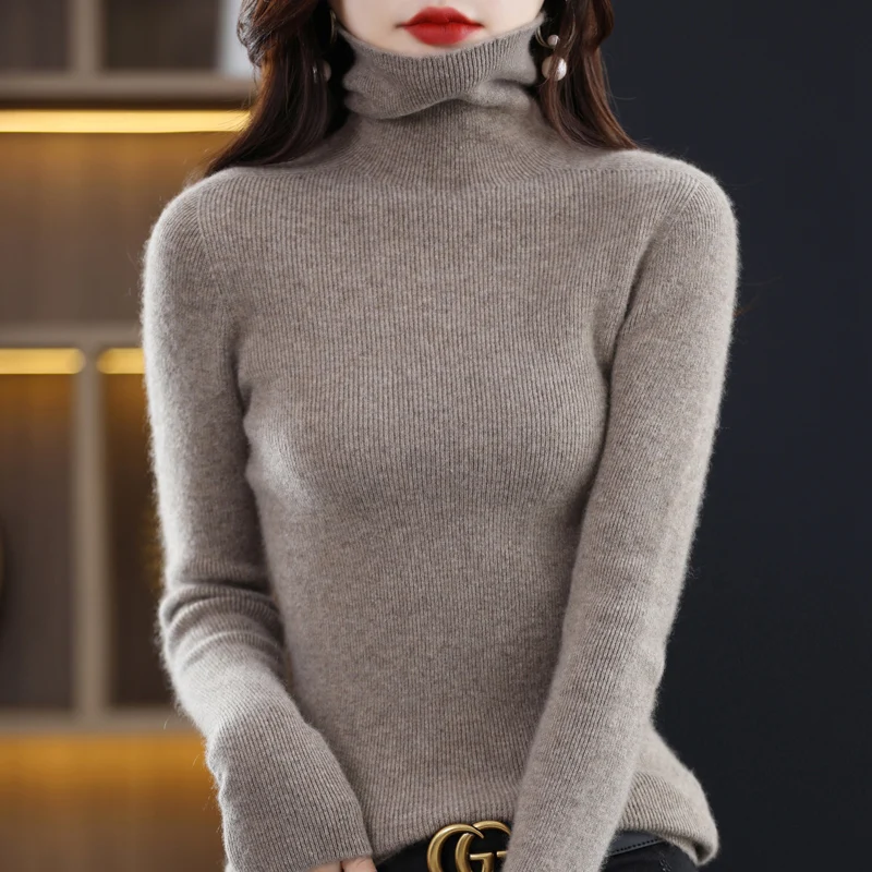 

Fashion Joker 100% sheep turtle neck bottoming shirt women's new slim fit with solid color knitted pullover top.