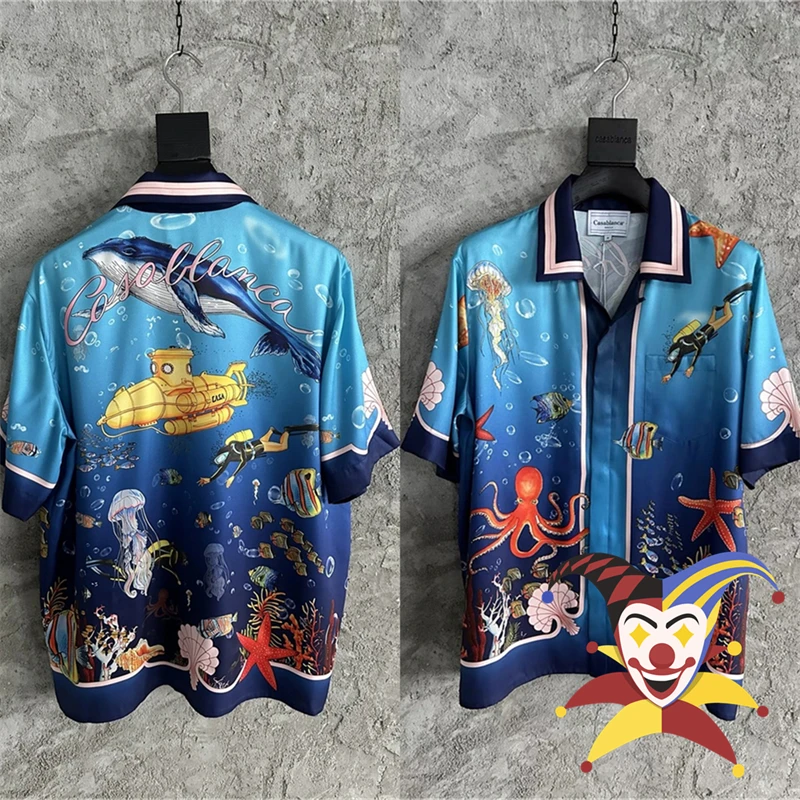 Blue Casablanca Silk Shirt Men Women Marine Animal Patterns Short Sleeve Hawaii Beach Shirts
Blue Casablanca Silk Shirt Men Women Marine Animal Patterns Short Sleeve Hawaii Beach Shirts
