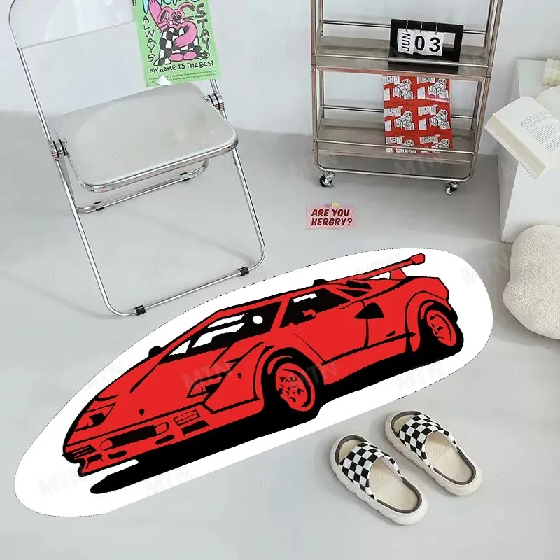 

Creative Cool Car Carpet Red Rug Comfortable Soft Bedroom Carpets Large Area Living Room Decoration Rugs Balcony Mat Alfombra IG