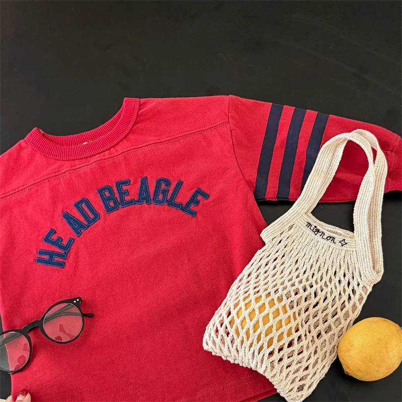 2025 Autumn New Children Long Sleeve T Shirts Boys Girls Letter Embroidery Cotton Tops Kids Casual Sweatshirt Bottoming Shirt 38 S28e08e5c40e4489996e0dea4e51a3f50K