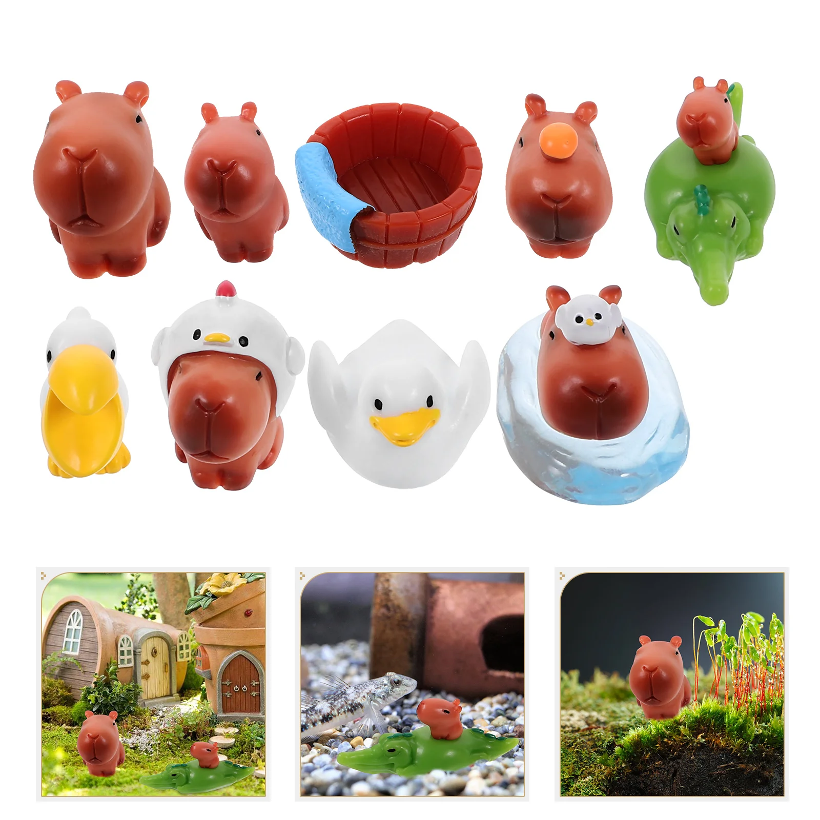 

10 Pcs Micro Landscape Capybara Miniature Animal Figurines Model Figure Sand Table Decor Accessories for Statue