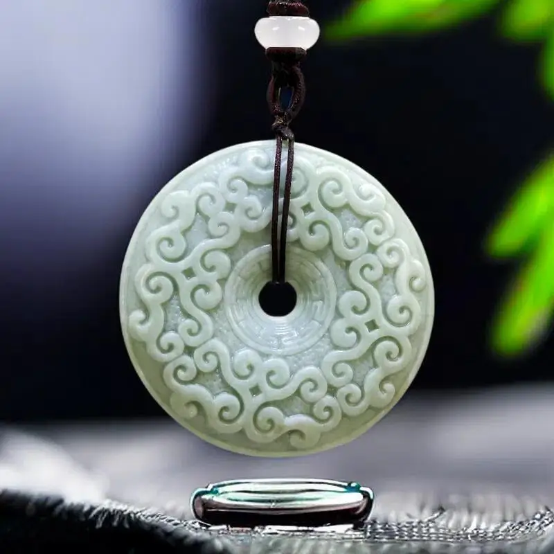 

Natural Real Jade Flower Pendant Necklace Stone Amulet Talismans Gift Carved Jewelry Fashion Designer Gemstones Vintage Charm