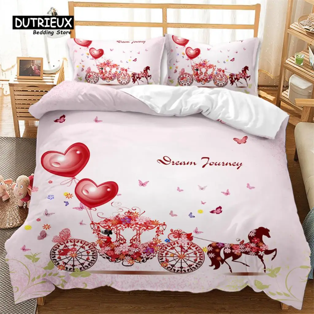 

Girls Teen Romantic Bedding Set King Paris Eiffel Tower Duvet Cover Microfiber British Style Love Heart Cartoon Comforter Cover