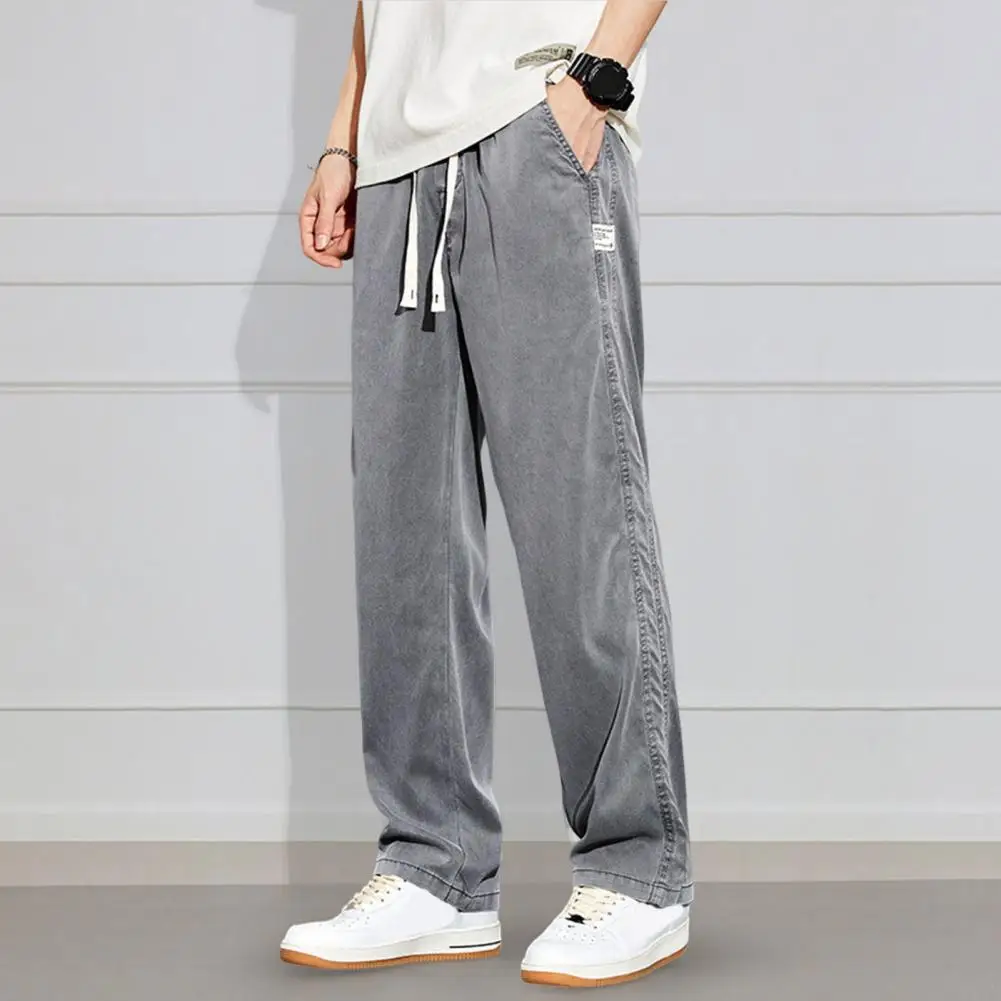 Mid-rise Elastic Waistband Men Jeans Hip Hop Drawstring Pocket Denim Pants Solid Color Straight Wide Leg Casual Jeans For Daily
Mid-rise Elastic Waistband Men Jeans Hip Hop Drawstring Pocket Denim Pants Solid Color Straight Wide Leg Casual Jeans For Daily