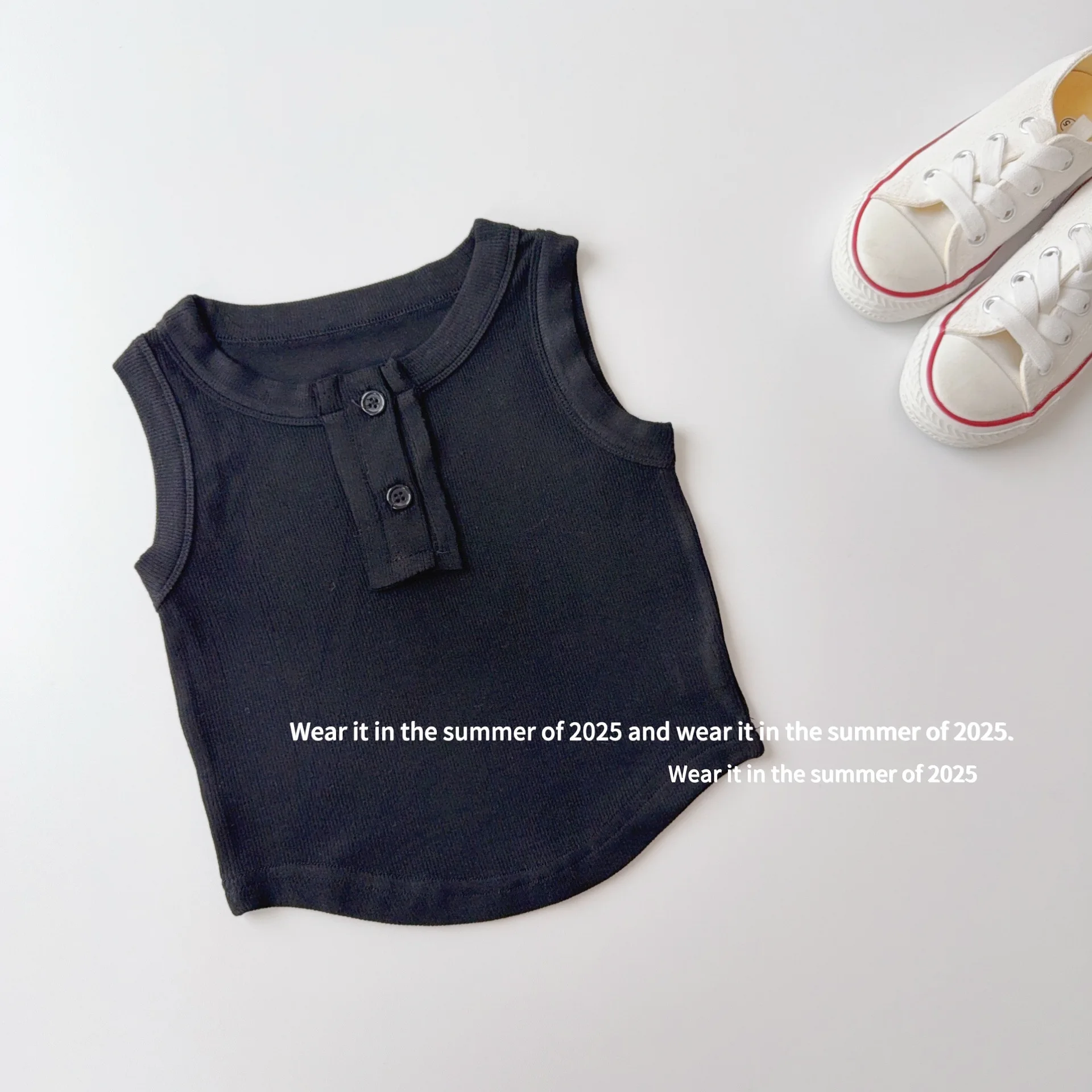 2025 Summer New Children Sleeveless T Shirts Girls Solid Casual Vest Thin Cotton Baby Girl Striped Sling Tops Kids Clothes 36 S28e3ae3b24f54c79900edc83c667b271C
