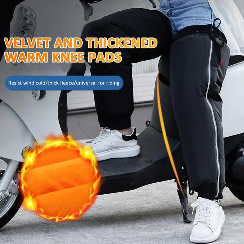 

Motorcycle Knee Brace Motorbike Velvet Calf Warmers With Reflective Strips Comfortable Snowproof Leg Gaiters Knee Brace For Bike