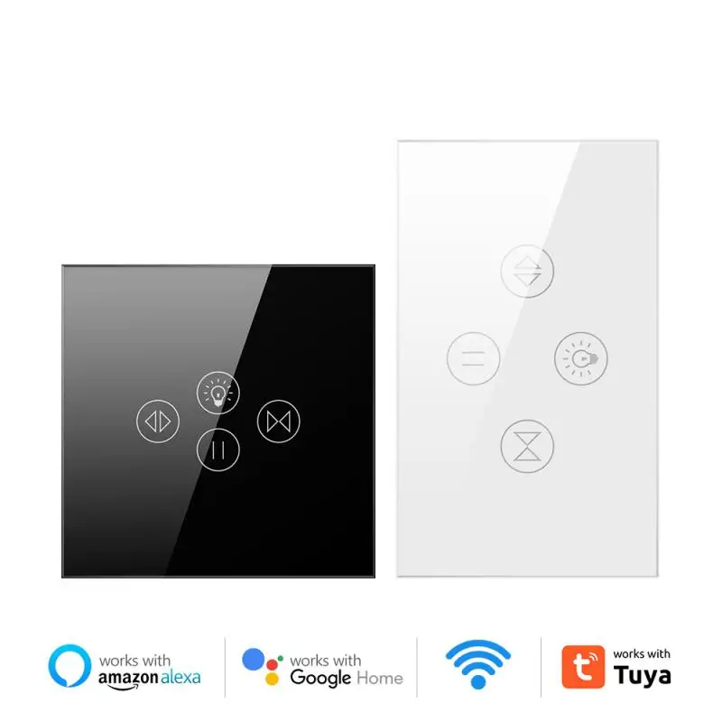 

Glass Panel Linkage Function Eu Standard Tuya Smart Switch Voice Control Waterproof Wifi Curtain Switch Wifi Light Switch Timing