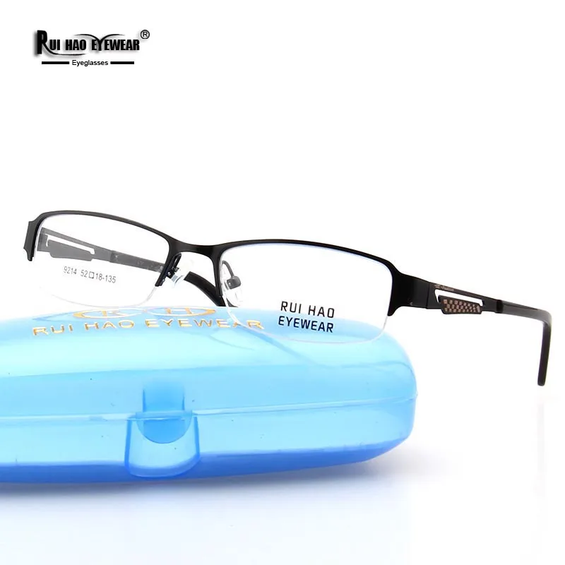 

Black Eyeglasses Frame Mens Rectangle Design Half Rimless Eyewear Frames TR90 Temple Spectacles Optical Prescription Glasses