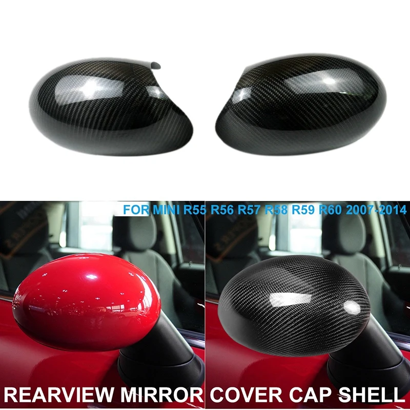 

1 Pair Rearview Mirror Cover Carbon Fiber Side Rear View Mirror Cover Caps For MINI Cooper R50 R52 R53