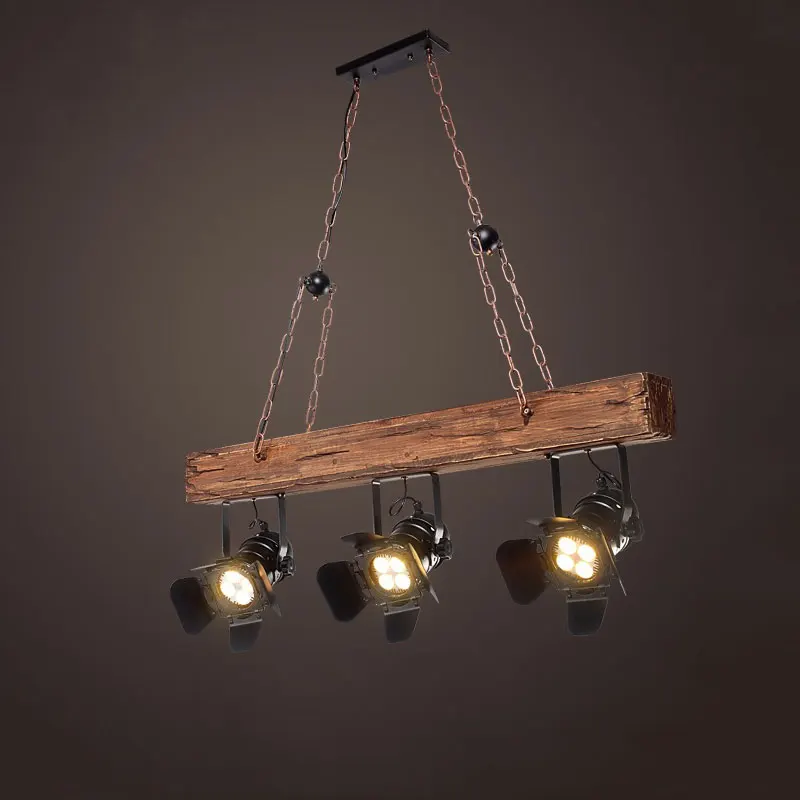 

Retro Loft Industrial Chandelier American Style Rural Coffee Restaurant Bar Spotlight style Pendent Lamp Vintage wood Chandelier