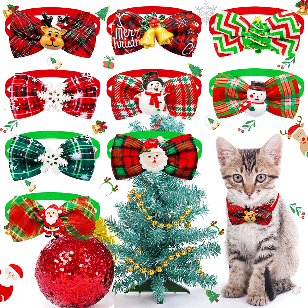

50 PCS Christmas Decorate Dog Bowties for Dogs Bow Tie Collar Dogs Grooming Xmas Dog Supplies Pets for Small Dogs Accessories